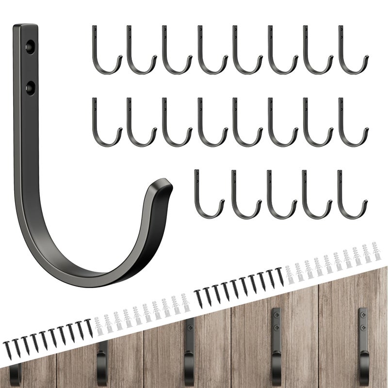Josmimic 20-Pack Door Hooks for Coat and Towel Black - Image 1